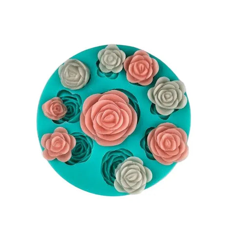 Smello's 9 Cavity Rose Shaped Flowers Silicone Fondant Mould (FB 106)