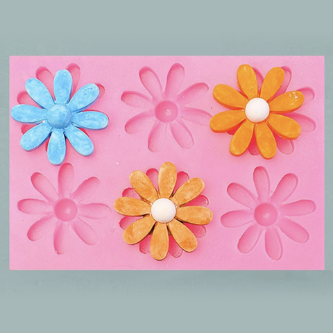 Smello's 6 Cavity Daisy Flower Silicone Fondant Mould (FB 138)