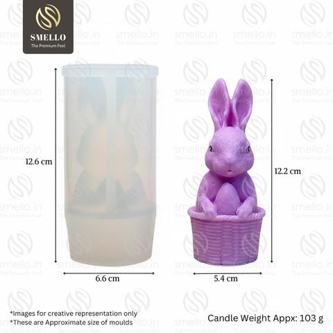 Smello Easter Bunny Holding Egg Silicone mould for Candles, Soap & Resin (SCM 287)