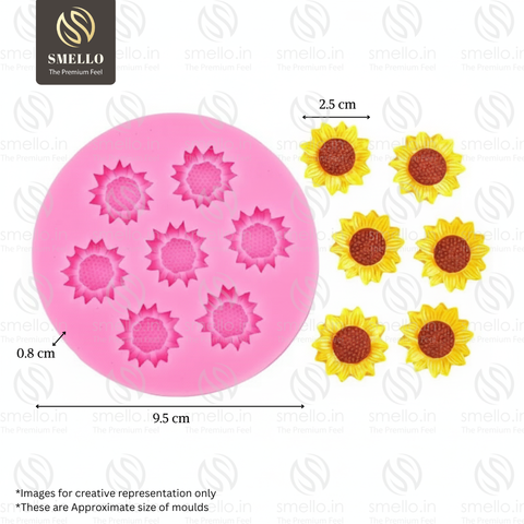 Smello's 7 Cavity Sunflower Flower Silicone Fondant Mould (FB 158)