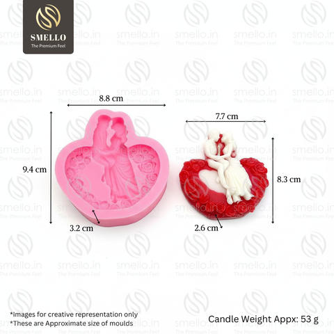 Smello 3D Heart and Cute Couple Silicone mould for Candles, Soap & Resin (SCM 278)
