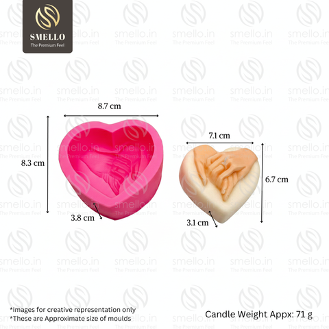 Smello Hand in Hand Heart shaped Silicone mould for Candles, Soap & Resin (SCM 277)