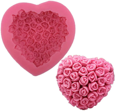 Smello's 3D Rose Floral Heart Shaped Silicone Soap Moulds (SC 104)