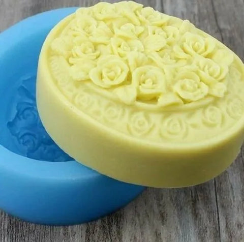 Smello's Oval Rose Embossed Floral Silicone Soap Moulds (SC 106)