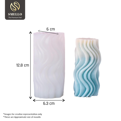 Smello's Wave flow Cylindrical Pillar Candle Silicone Mould (SCM 156)