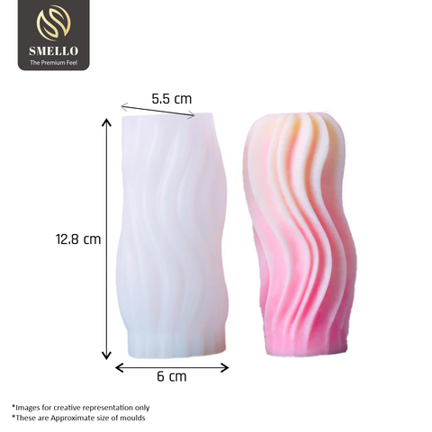 Smello's Wave Cylindrical Pillar Candle Silicone Mould (SCM 155)