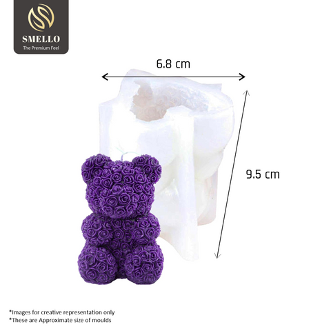 Smello's Rose Teddy Bear Candle Silicone Mould (SCM 188)