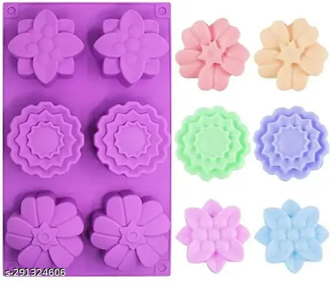 Smello's 6 Cavity Cute Silicone Floral Mould (FM 106)