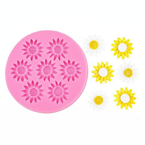 Smello's 7 Cavity Daisy Flower Silicone Fondant Mould (FB 157)