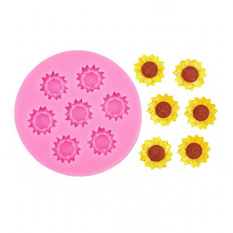 Smello's 7 Cavity Sunflower Flower Silicone Fondant Mould (FB 158)