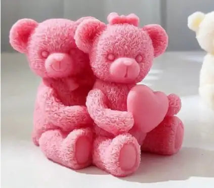 Smello's Couple Teddy Bear With Heart Candle Silicone Mould (SCM 196)